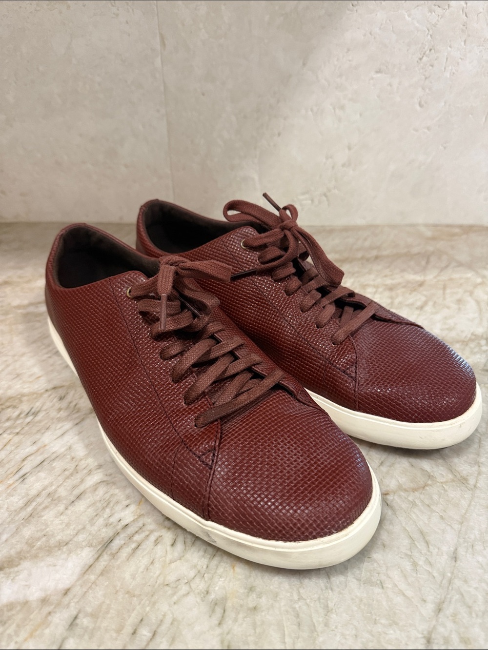 Cole Haan Men's Burgundy Textured Leather Sneakers